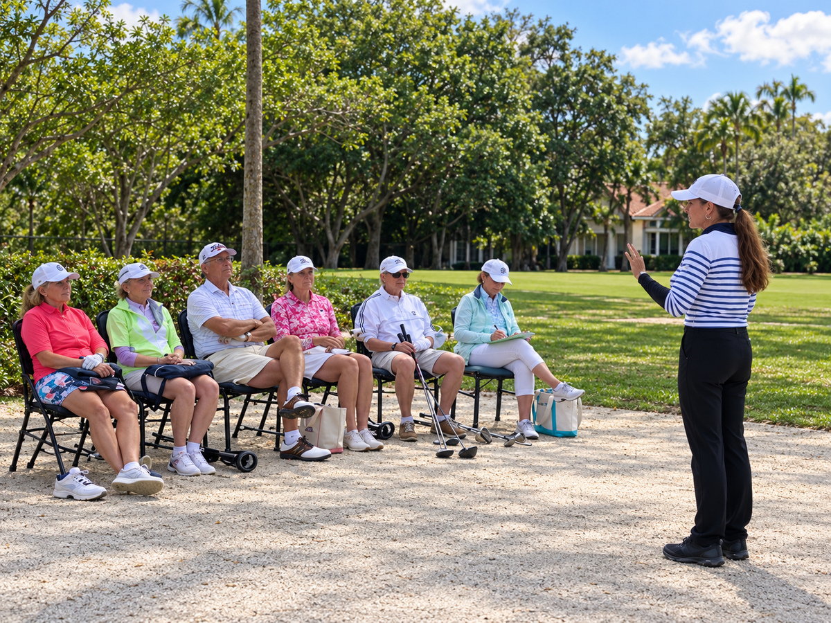 Outdoor golf clinic at Palm Aire Golf Academy