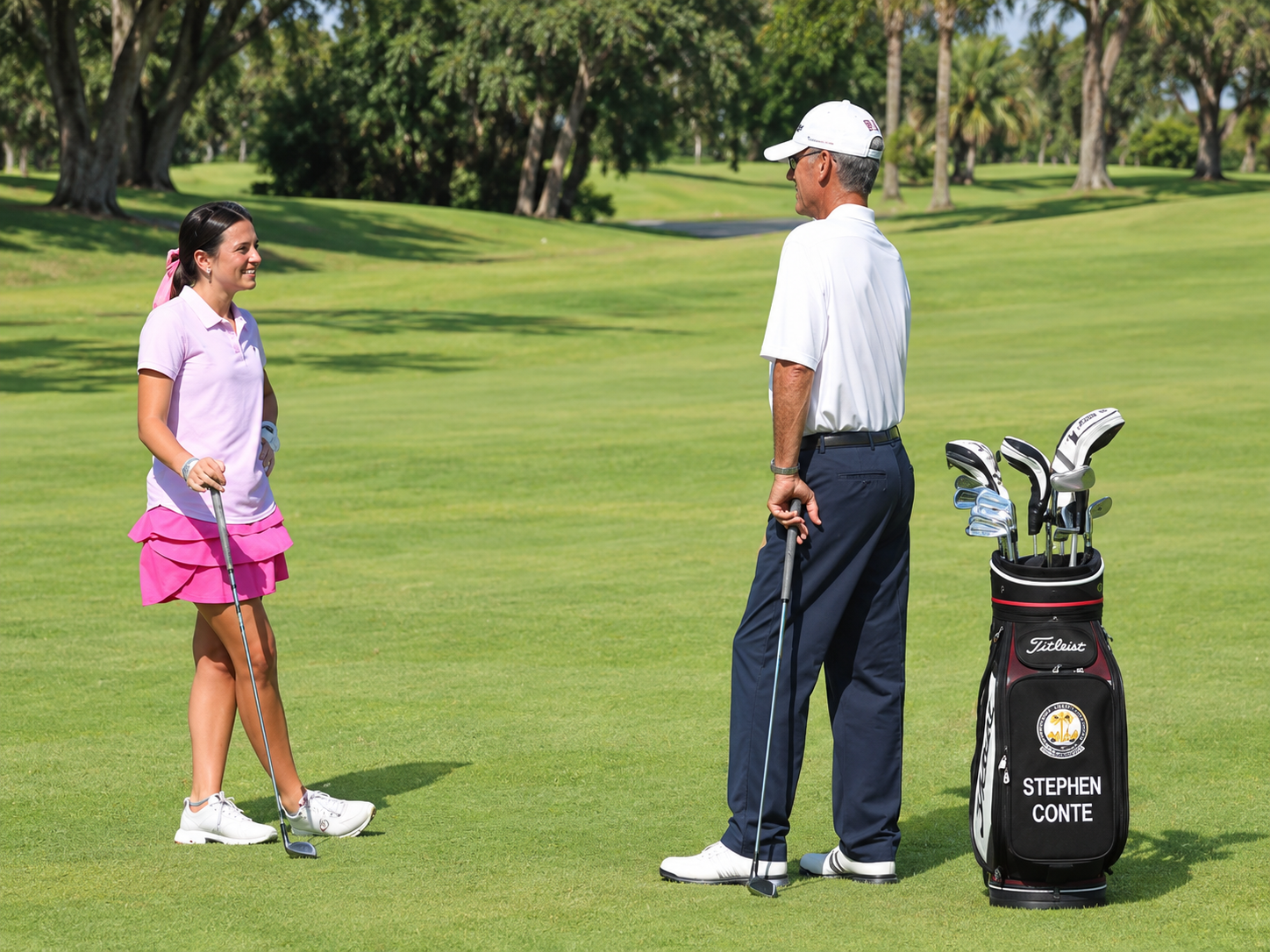 Golf lesson on the fairway